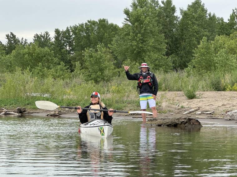 Angler wading a shallow stretch of the Missouri River